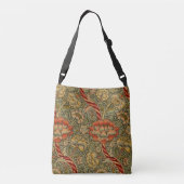 William Morris Wandle Engels Bloemen Damask Design Crossbody Tas (Achterkant)