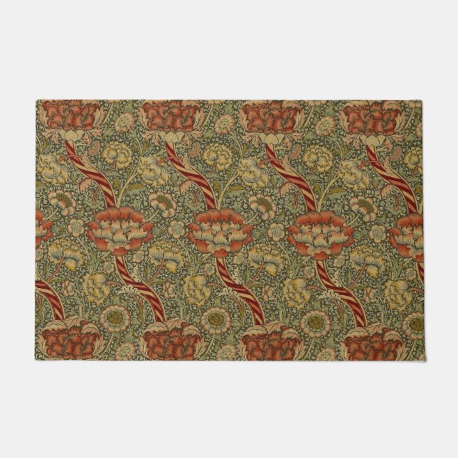William Morris Wandle Engels Bloemen Damask Design Deurmat (Voorkant)