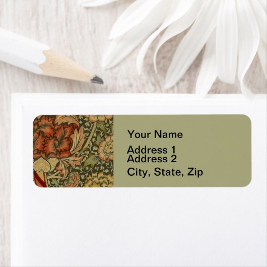 William Morris Wandle Engels Bloemen Damask Design Etiket (Insitu)