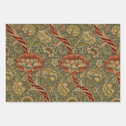 William Morris Wandle Engels Bloemen Damask Design Inpakpapier Vel (Voorkant)