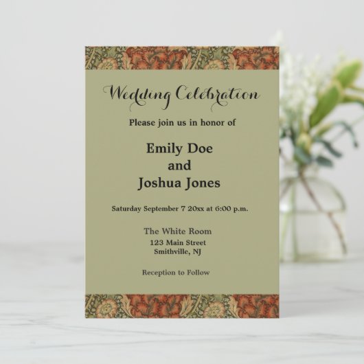 William Morris Wandle Engels Bloemen Damask Design Kaart (Staand voorkant)