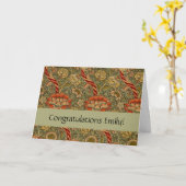 William Morris Wandle Engels Bloemen Damask Design Kaart (Gele Bloem)