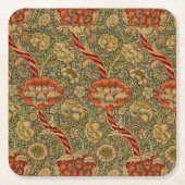 William Morris Wandle Engels Bloemen Damask Design Kartonnen Onderzetters (Voorkant)