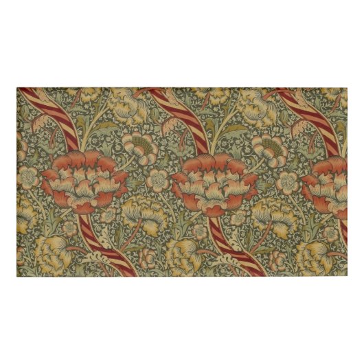 William Morris Wandle Engels Bloemen Damask Design Naambadge (Voorkant)