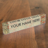 William Morris Wandle Engels Bloemen Damask Design Naambordje (Zijkant)