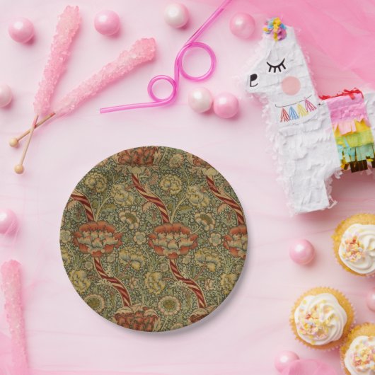 William Morris Wandle Engels Bloemen Damask Design Papieren Bordje (Feest)