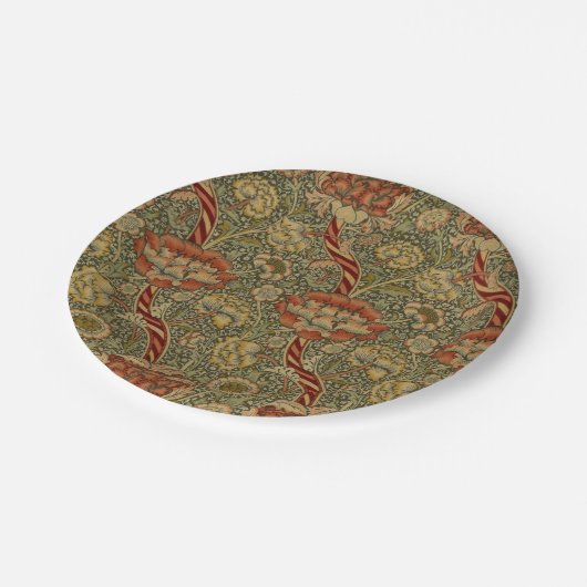 William Morris Wandle Engels Bloemen Damask Design Papieren Bordje (Gekanteld)