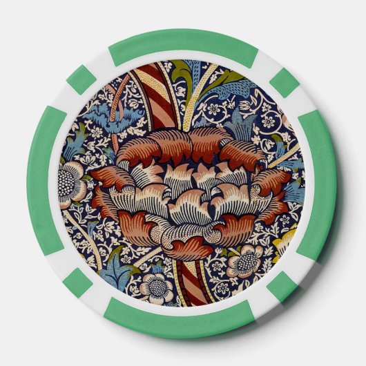 William Morris Wandle Engels Bloemen Damask Design Poker Chips (Achterkant)