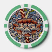 William Morris Wandle Engels Bloemen Damask Design Poker Chips (Voorkant)