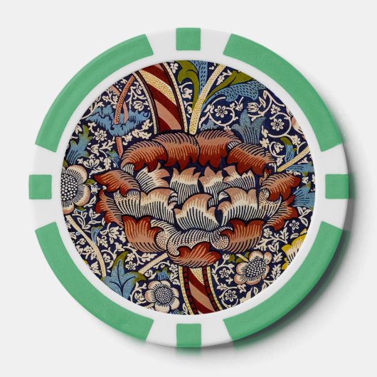 William Morris Wandle Engels Bloemen Damask Design Poker Chips (Voorkant)