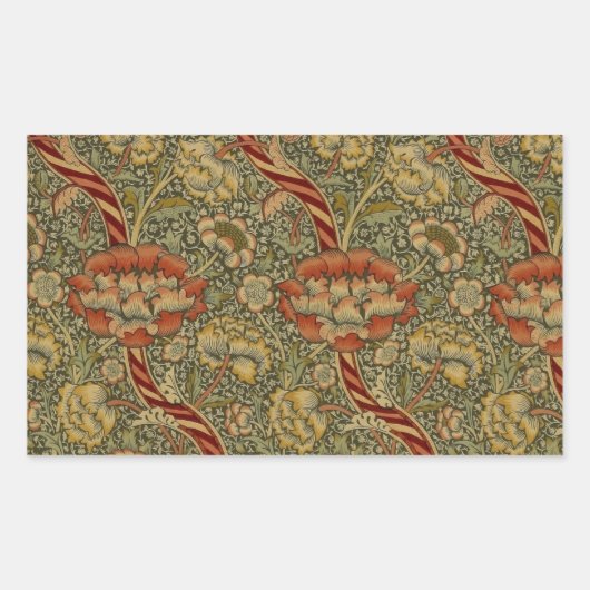 William Morris Wandle Engels Bloemen Damask Design Rechthoekige Sticker (Voorkant)