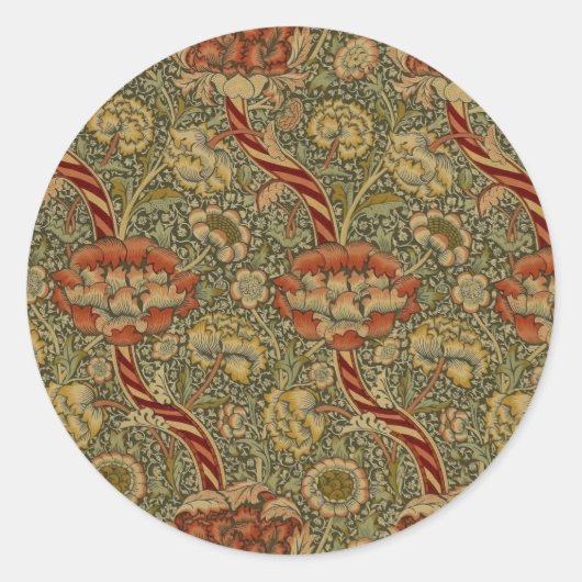 William Morris Wandle Engels Bloemen Damask Design Ronde Sticker (Voorkant)