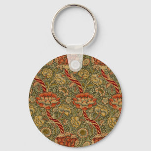 William Morris Wandle Engels Bloemen Damask Design Sleutelhanger