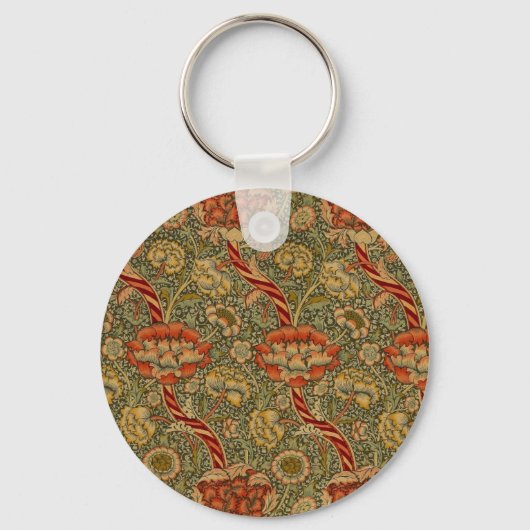 William Morris Wandle Engels Bloemen Damask Design Sleutelhanger (Voorkant)