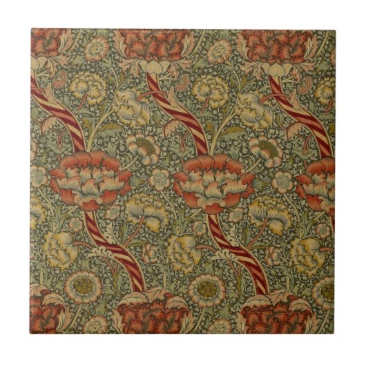 William Morris Wandle Engels Bloemen Damask Design Tegeltje (Voorkant)