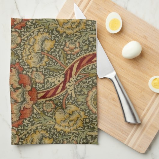 William Morris Wandle Engels Bloemen Damask Design Theedoek (Quarter Fold)