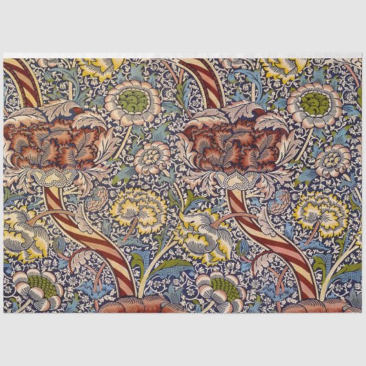 William Morris Wandle Engels Bloemen Damask Design Tissuepapier (Voorkant)