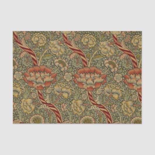 William Morris Wandle Engels Bloemen Damask Design Tissuepapier (Voorkant)