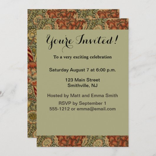 William Morris Wandle Engelse Bloemendamaskontwerp Kaart (Voorkant / Achterkant)