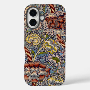 William Morris Wandle Navy Blauwe Bloemstuk Kunst iPhone 16 Hoesje