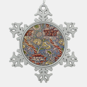 William Morris Wandle Navy Blauwe Bloemstuk Kunst Tin Sneeuwvlok Ornament