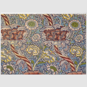 William Morris Wandle Navy Blauwe Bloemstuk Kunst Tissuepapier