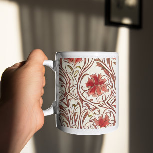William Morris Waterverf Gold Red Brown Ivory Koffiemok