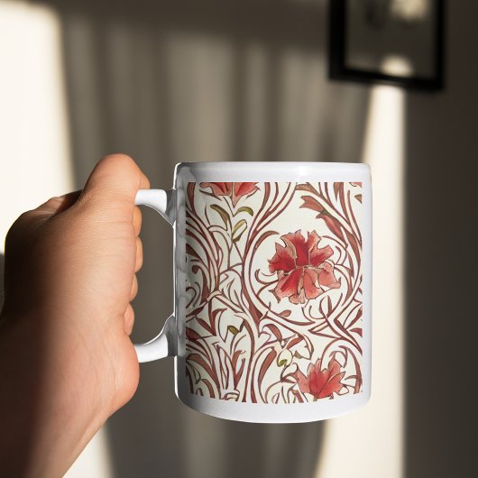 William Morris Waterverf Gold Red Brown Ivory Koffiemok