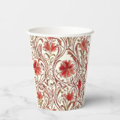 William Morris Waterverf Gold Red Brown Ivory Papieren Bekers (Achterkant)