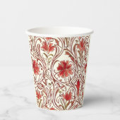 William Morris Waterverf Gold Red Brown Ivory Papieren Bekers (Voorkant)