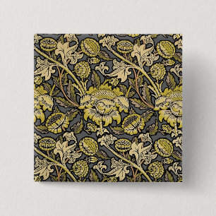 William Morris Wey Bloemrijke Kunst Ambachtelijke Vierkante Button 5,1 Cm