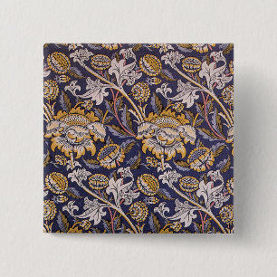 William Morris Wey Bloemrijke Kunst Ambachtelijke Vierkante Button 5,1 Cm