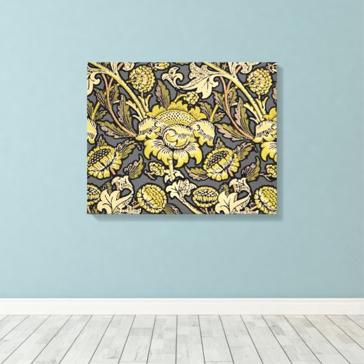 William Morris Wey Floral Wallpaper Canvas Afdruk (Insitu (Houten vloer))