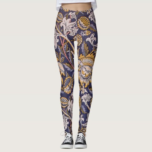 William Morris Wey Floral Wallpaper Leggings (Voorkant)