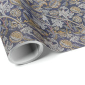  William Morris Wey Pattern Blue Achtergrond Cadeaupapier (Rol Hoek)