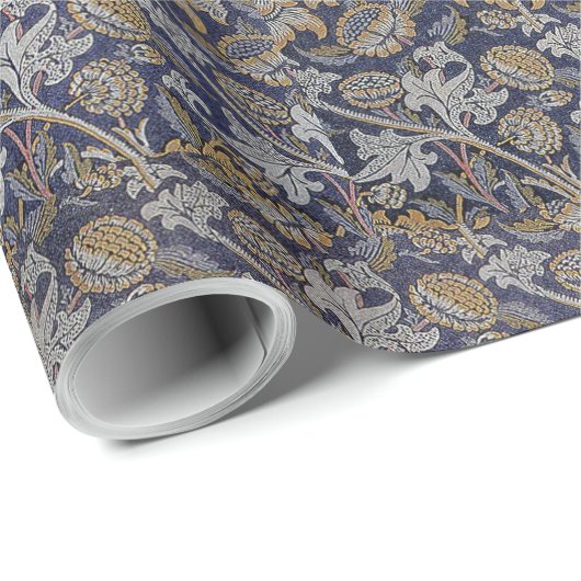  William Morris Wey Pattern Blue Achtergrond Cadeaupapier (Rol Hoek)