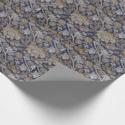  William Morris Wey Pattern Blue Achtergrond Cadeaupapier (Hoek)