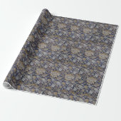  William Morris Wey Pattern Blue Achtergrond Cadeaupapier (Uitgerold)