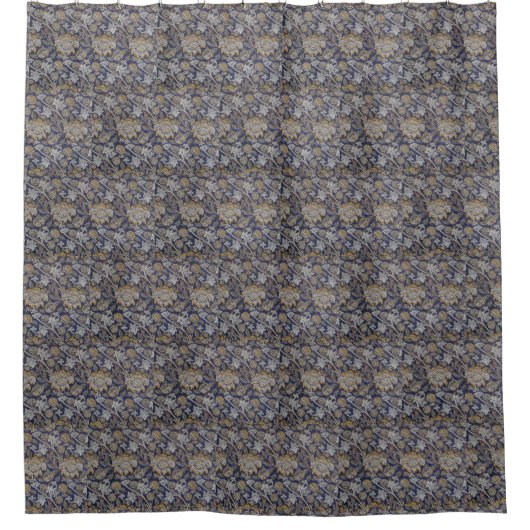  William Morris Wey Pattern Blue Achtergrond Douchegordijn (Voorkant)