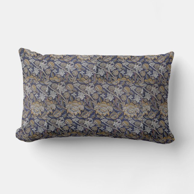  William Morris Wey Pattern Blue Achtergrond Kussen (Voorkant)