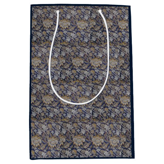  William Morris Wey Pattern Blue Achtergrond Medium Cadeauzakje (Voorkant)
