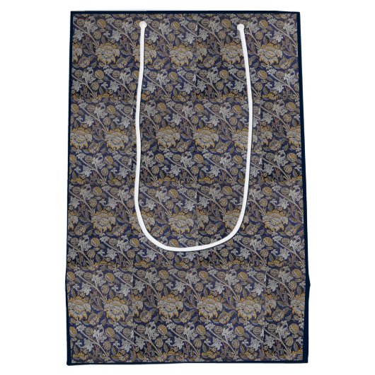  William Morris Wey Pattern Blue Achtergrond Medium Cadeauzakje (Achterkant)
