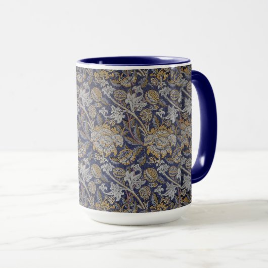  William Morris Wey Pattern Blue Achtergrond Mok (Voorkant rechts)