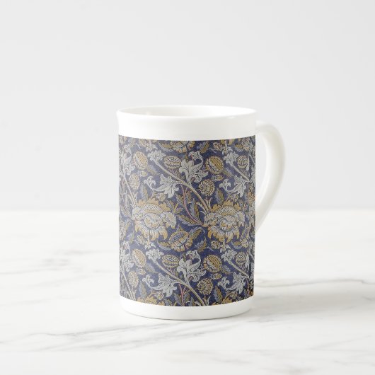 William Morris Wey Pattern Blue Achtergrond Porselein Kop (Voorkant rechts)