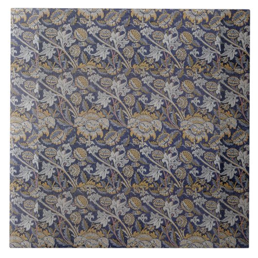  William Morris Wey Pattern Blue Achtergrond Tegeltje (Voorkant)