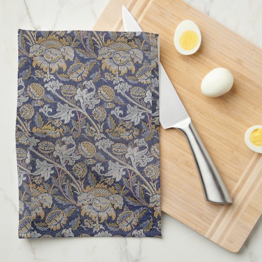 William Morris Wey Pattern Blue Achtergrond Theedoek (Quarter Fold)