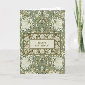 William Morris White en Green Pimpernel Birthday Kaart (Voorkant)
