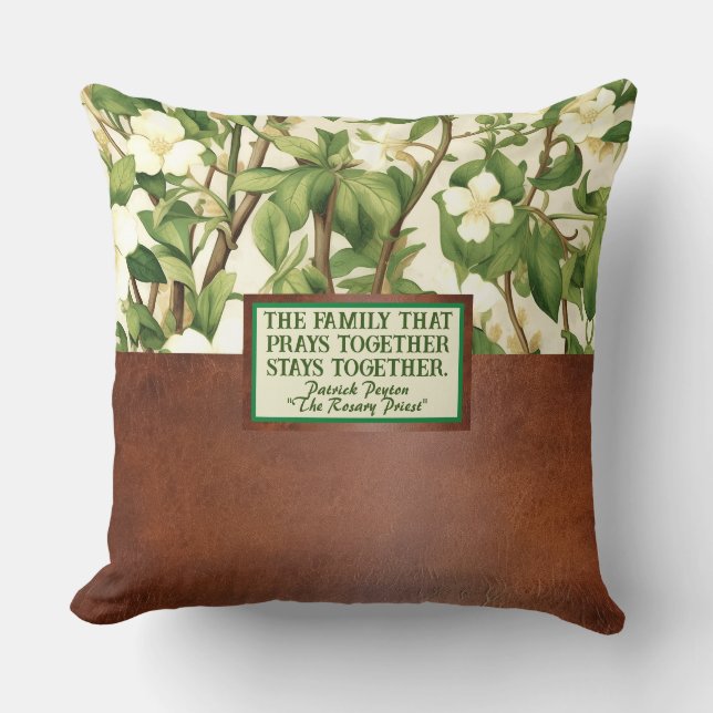 William Morris White Green Floral Religieuze Quote Kussen (Voorkant)