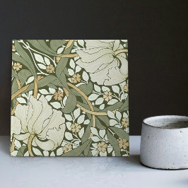 William Morris White Green Pimpernel  Ceram Tegeltje