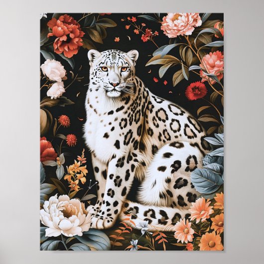 William Morris White Leopard met Bloemen Poster (Voorkant)